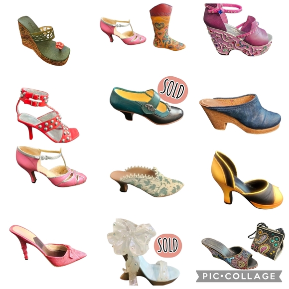 Just The Right Shoe "EARTH" Green Wedge with Pink Floral Accent. (2002 Raine) - Picture 9 of 9